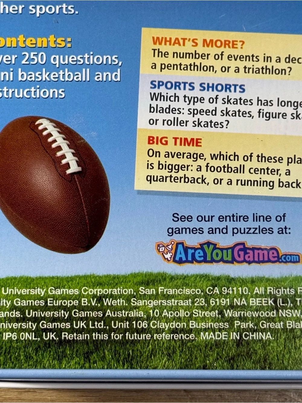University Games Sports Challenge for Kids Board Game Complete Family Fun